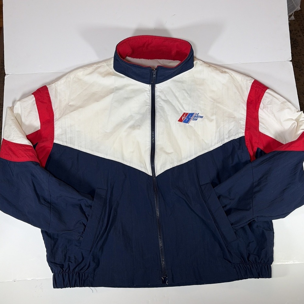 Vtg 80s Swingster US Shooting Team Windbreaker Jacket USA Varsity XL